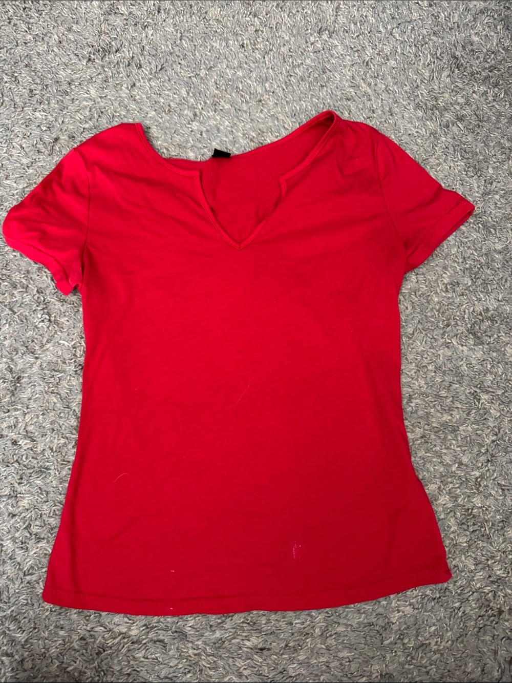 Women’s Red V-Neck Short Sleeve Top